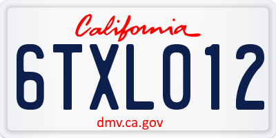 CA license plate 6TXL012