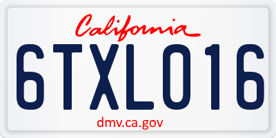 CA license plate 6TXL016