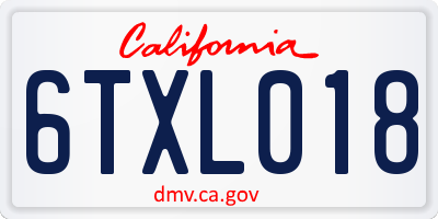 CA license plate 6TXL018
