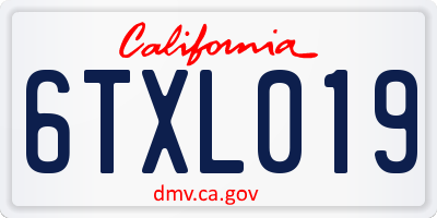 CA license plate 6TXL019