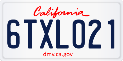 CA license plate 6TXL021