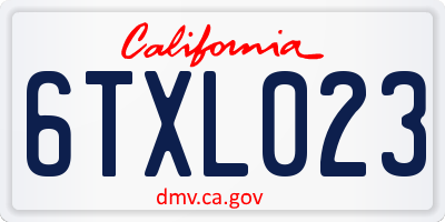CA license plate 6TXL023