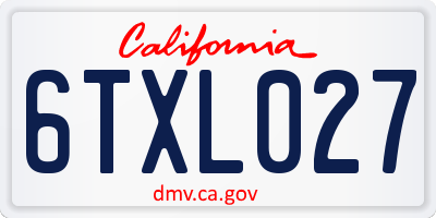CA license plate 6TXL027