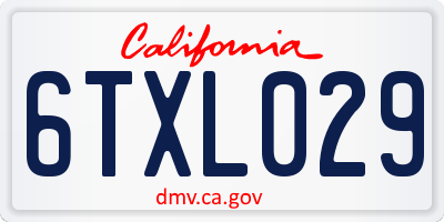 CA license plate 6TXL029
