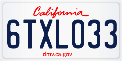 CA license plate 6TXL033