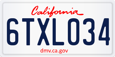 CA license plate 6TXL034
