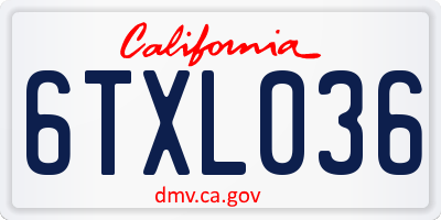 CA license plate 6TXL036