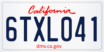 CA license plate 6TXL041