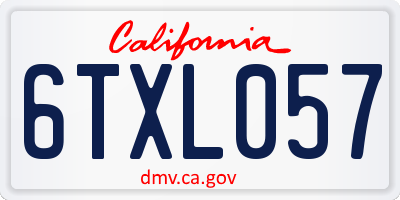 CA license plate 6TXL057