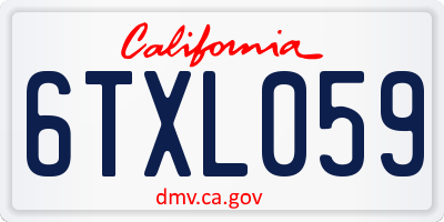 CA license plate 6TXL059
