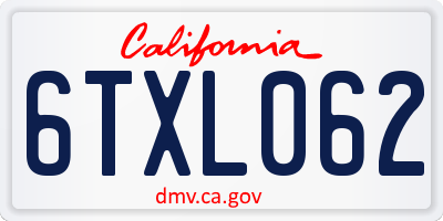 CA license plate 6TXL062