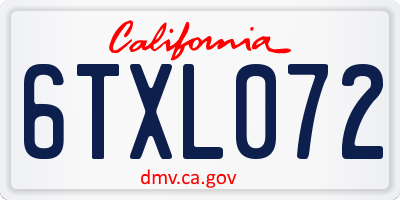 CA license plate 6TXL072