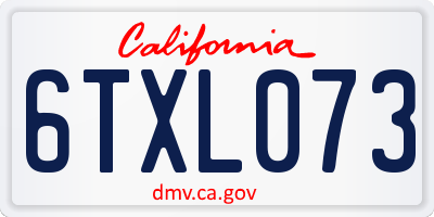 CA license plate 6TXL073
