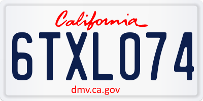 CA license plate 6TXL074