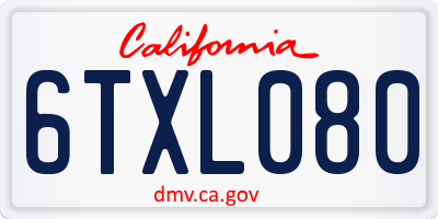 CA license plate 6TXL080