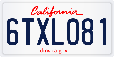 CA license plate 6TXL081
