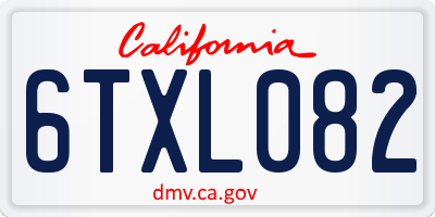 CA license plate 6TXL082