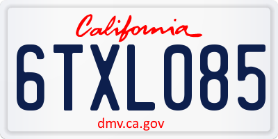 CA license plate 6TXL085