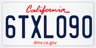 CA license plate 6TXL090