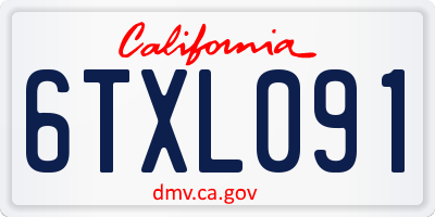 CA license plate 6TXL091