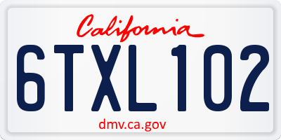 CA license plate 6TXL102