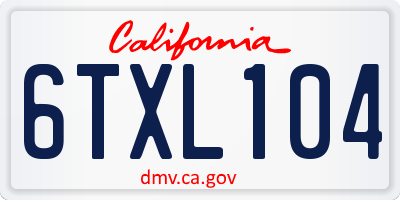CA license plate 6TXL104