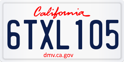 CA license plate 6TXL105
