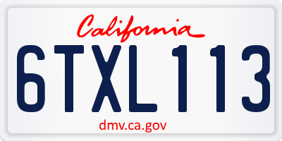 CA license plate 6TXL113