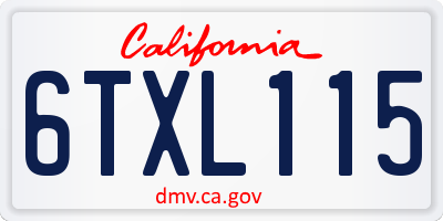 CA license plate 6TXL115