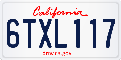CA license plate 6TXL117
