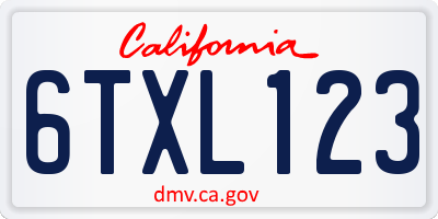 CA license plate 6TXL123