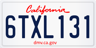 CA license plate 6TXL131