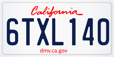 CA license plate 6TXL140