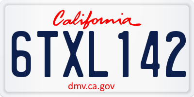 CA license plate 6TXL142