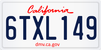 CA license plate 6TXL149