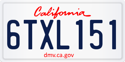 CA license plate 6TXL151