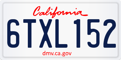 CA license plate 6TXL152