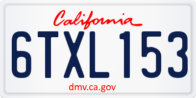 CA license plate 6TXL153
