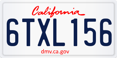 CA license plate 6TXL156