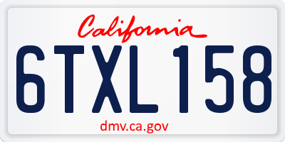 CA license plate 6TXL158