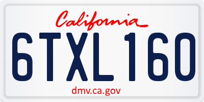CA license plate 6TXL160