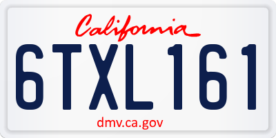 CA license plate 6TXL161