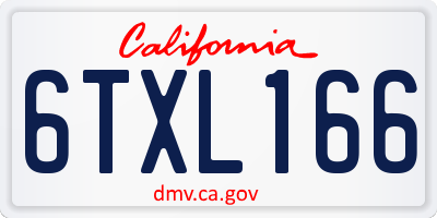 CA license plate 6TXL166