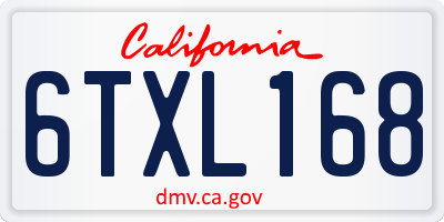 CA license plate 6TXL168