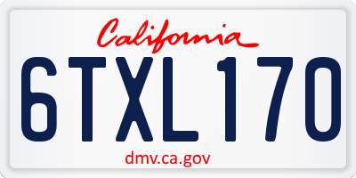 CA license plate 6TXL170