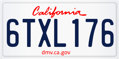 CA license plate 6TXL176