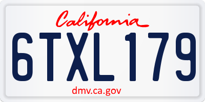 CA license plate 6TXL179