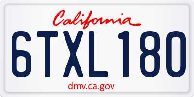 CA license plate 6TXL180