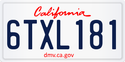 CA license plate 6TXL181