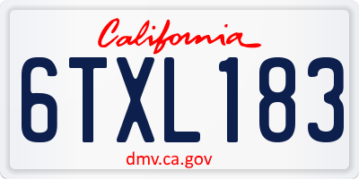 CA license plate 6TXL183
